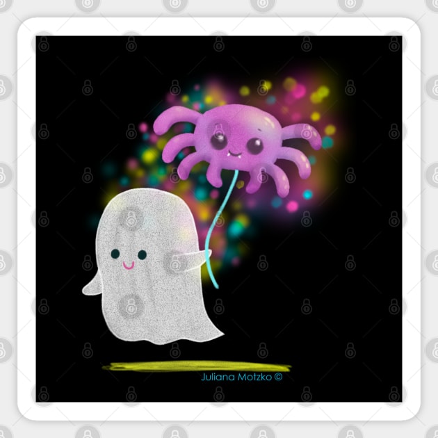 Little Ghost and a Spider Balloon Sticker by julianamotzko